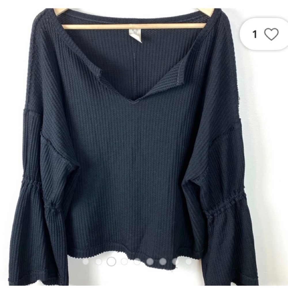 Free People Dahlia Thermal Bell Sleeve Sweater
